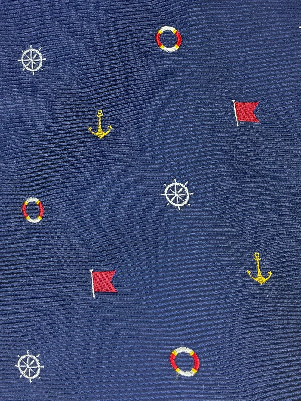 VTG - Brooks Brothers Makers Navy Blue Silk Nautical Anchor Lifesaver Flag Tie